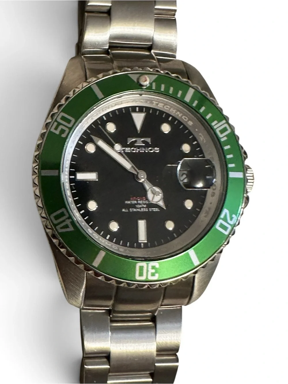 Men’s Dive Watch - Green Bezel, Stainless Steel